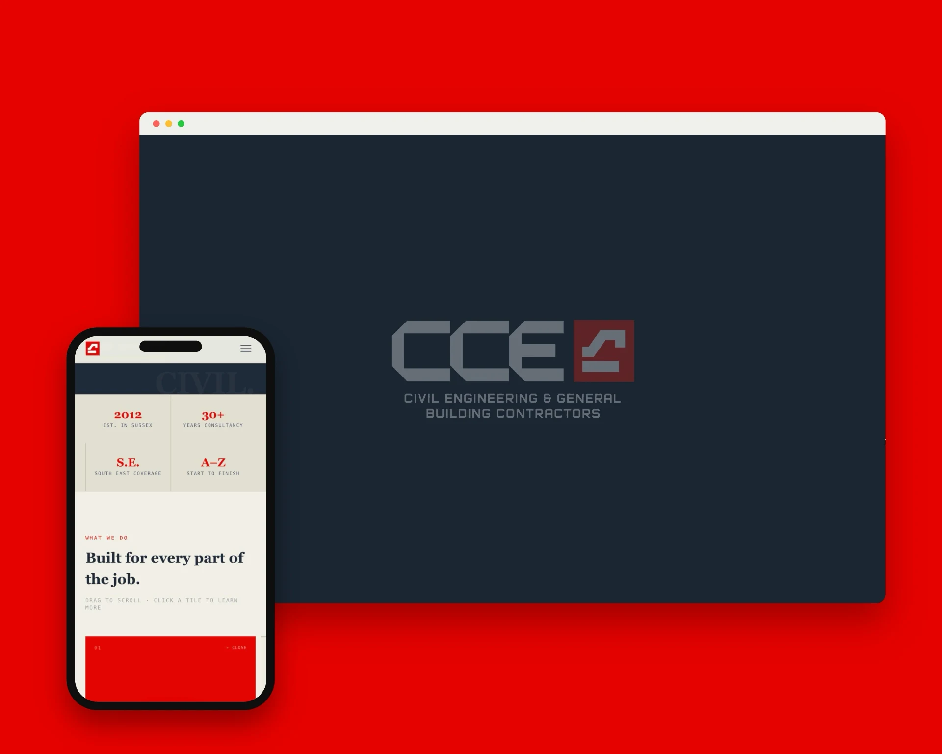 CCE Sussex website, shown on desktop and phone