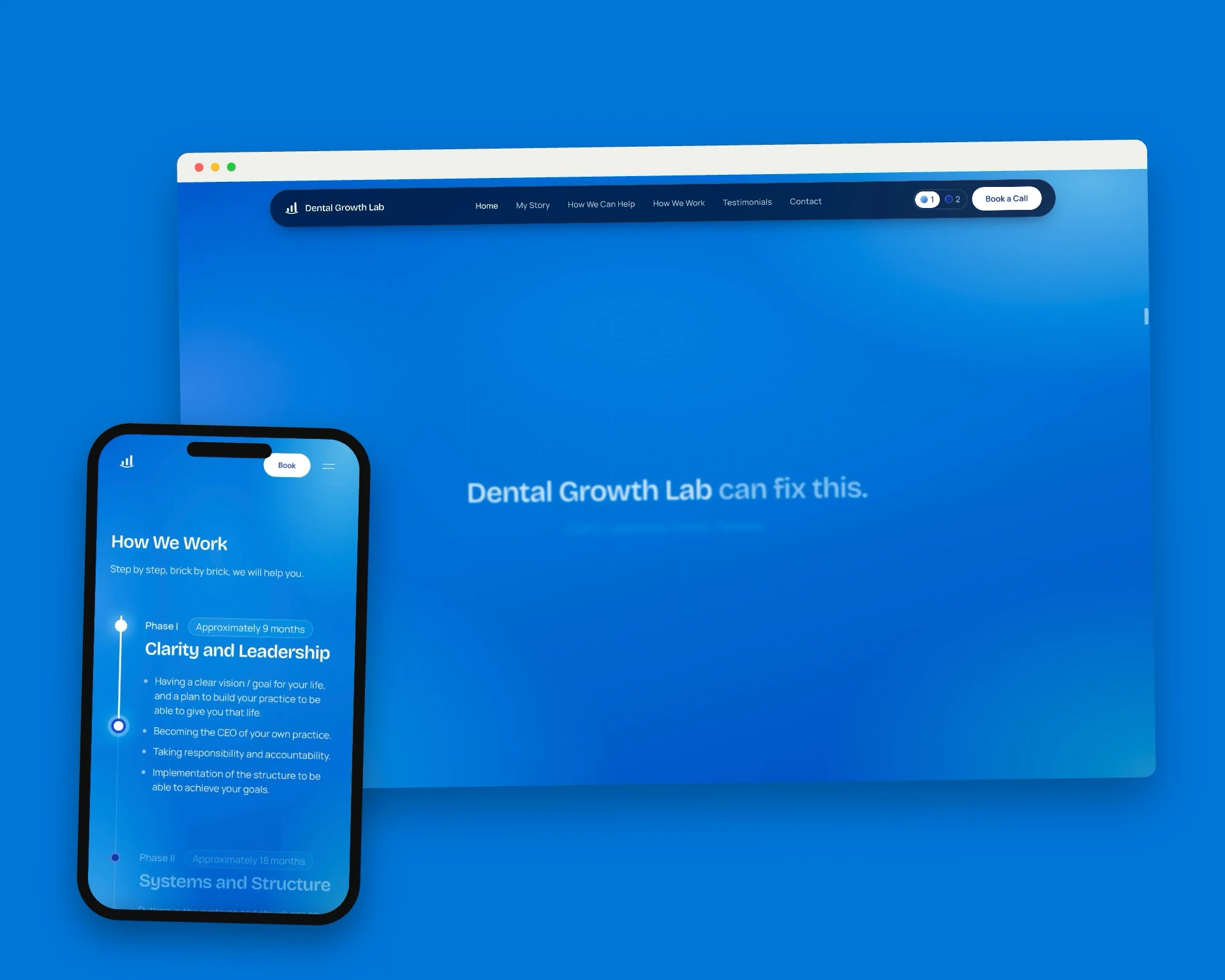 Dental Growth Lab website, shown on desktop and phone